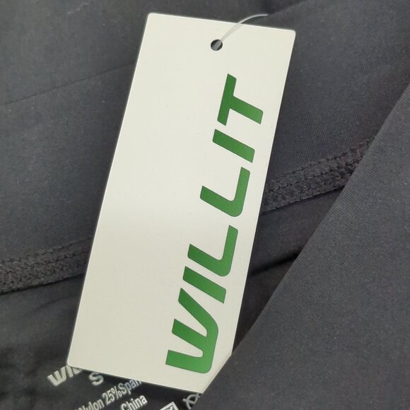 Willit Active Quick Dry Yoga Leggings Mens Pants With Side Pockets Small Black - Picture 8 of 9